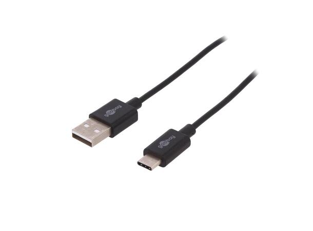 USB A (han) -> USB-C (han) kabel 2 meter 