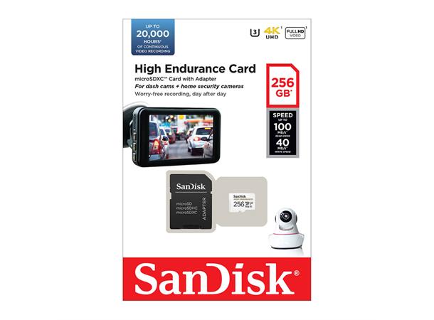 Sandisk High Endurance microSDHC 256GB Class10, høy ytelse, egnet for dashcam