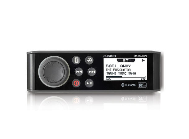 Fusion MS-RA70N marineradio Med NMEA2000 Vanntett front, BT, 4x50W ++ 