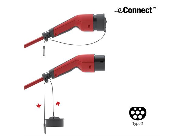 DEFA eConnect Ladekabel EL-bil - 4,6 kW 4.6kW, Type2->Type2 (7,5meter) 