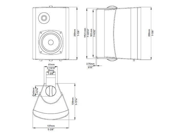Fusion kabinetthøyttalere Hvit, 25W RMS 