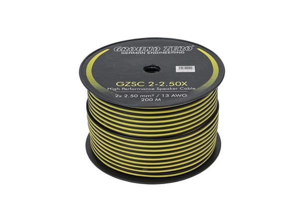 Ground Zero høyttalerkabel 2,5mm2 CCA-kabel, sort/gul