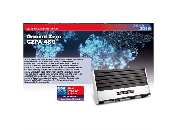 Ground Zero GZPA 4SQ 4-kanals forsterker EISA vinner, High End, Burr Brown,4x350W 