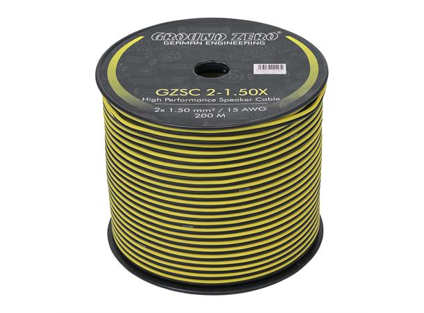 Ground Zero høyttalerkabel 1,5mm2 CCA-kabel, sort/gul