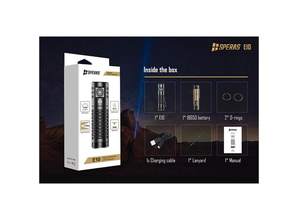 SPERAS E10 Lommelykt 1300 Lumen, 175 meter kastelengde 