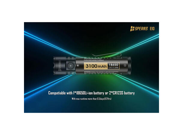 SPERAS E10 Lommelykt 1300 Lumen, 175 meter kastelengde 