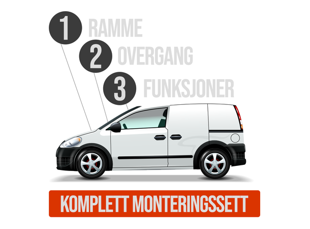 Komplett mont.sett for bilradio VW Caddy 2016 - 2020
