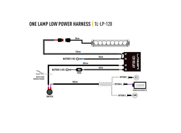 Lazer relèsett/kabelsett, 1 kontakt Lazer lamper, 1 kontakt