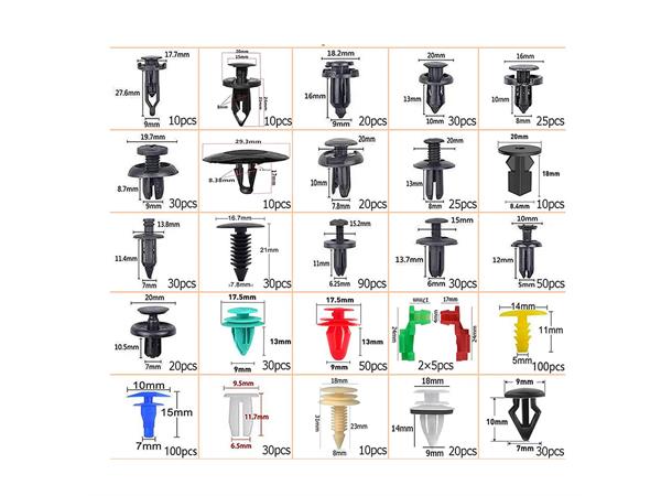 Sett med 925 klips for bilinteriør Interiørmonteringssett med verktøy 
