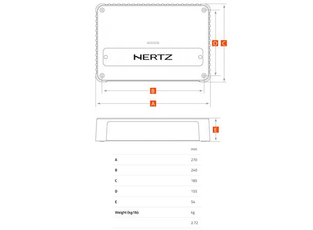 Hertz Venezia V1. 24V monoforsterker Marine, 1260W RMS, 1 Ohm, 24 Volt 