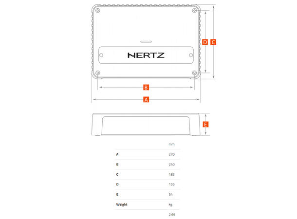 Hertz Venezia V4 4-kanals forsterker Marine, 4x290W RMS, 2 Ohm