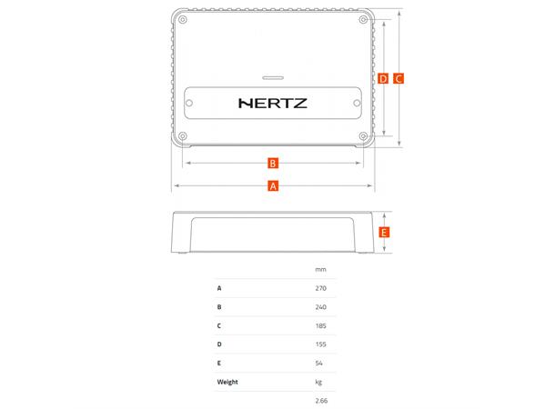 Hertz Venezia V4 4-kanals forsterker Marine, 4x290W RMS, 2 Ohm 
