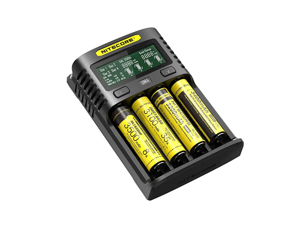 Nitecore UM4 batterilader Lader for fire batteri, USB 