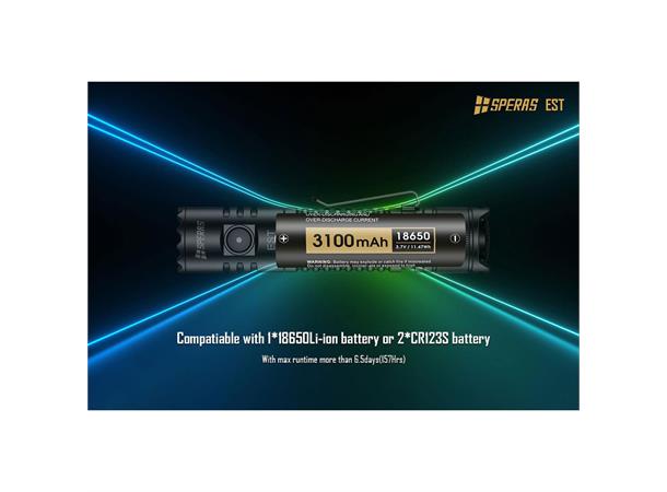 SPERAS EST Lommelykt 1900 Lumen, 211 meter kastelengde 