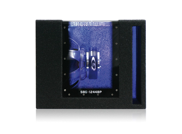 Alpine SBG-1244BP 12" subwoofer i kasse Plexiglass, 250W RMS, blå LED