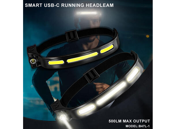 SPERAS B47L1 hodelykt 500 Lumen, 130 meter kastelengde 