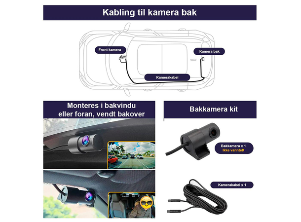 FITCAMX Integrert 4K Dashcam (foran+bak) Toyota Camry (2022 ->)