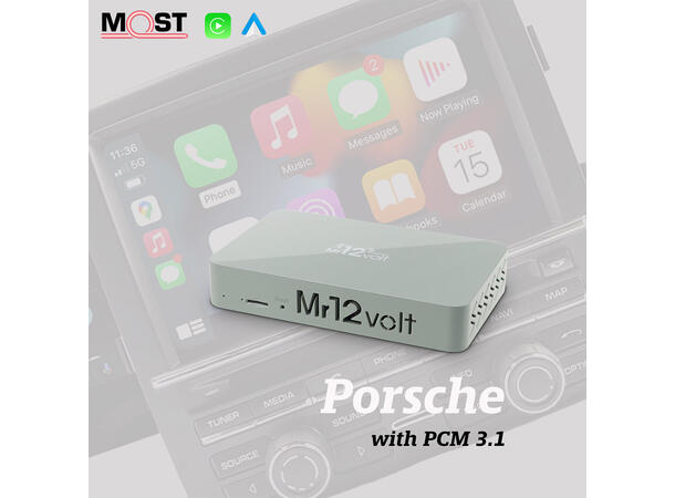 Mr12volt Trådløs CarPlay/Android Auto Porsche med PCM 3.1, DSP, OEM Mikrofon