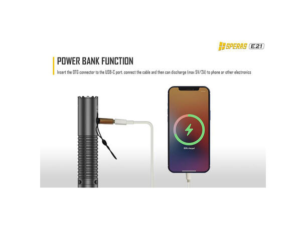 SPERAS E21 Lommelykt titanium 2000 Lumen, 322 meter kastelengde 