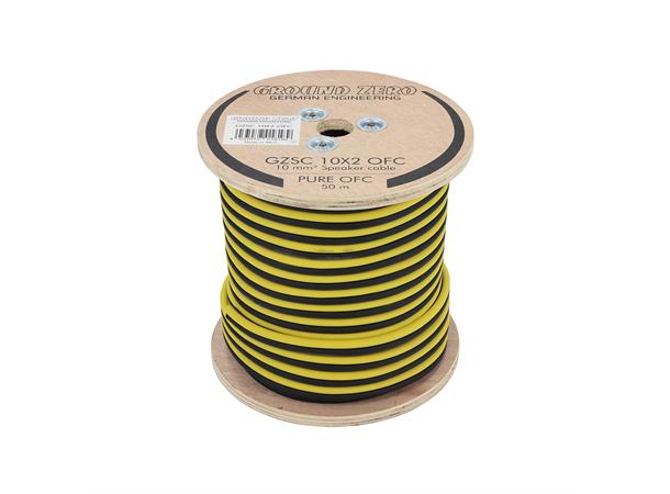 Ground Zero høyttalerkabel 10mm2 OFC-kabel, sort/gul