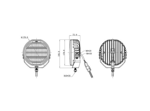 OZZ XR2 P7" LED fjernlys, Sort 7", 5800 Lumen, per stykk 