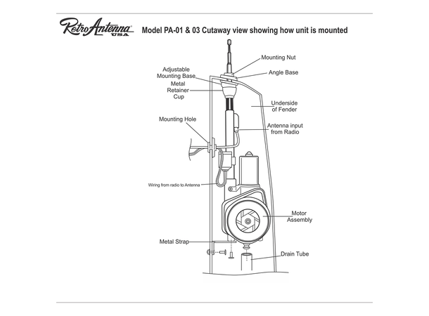 RetroSound motorisert teleskopantenne Motorisert teleskopantenne, kompakt 