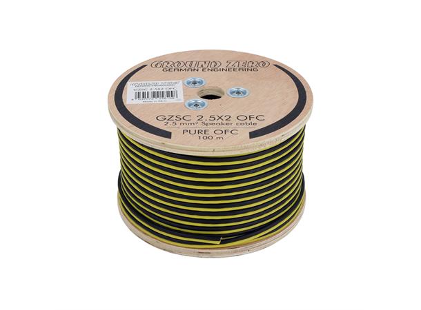 Ground Zero høyttalerkabel 2,5mm2 OFC-kabel, sort/gul