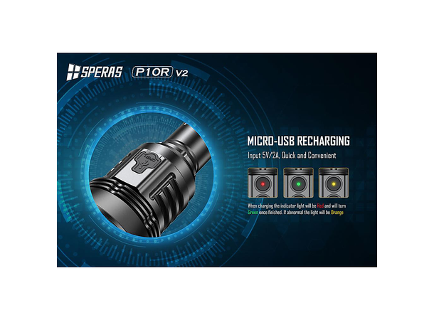 SPERAS P10R V2 Lommelykt 10000 Lumen, 574 meter kastelengde 
