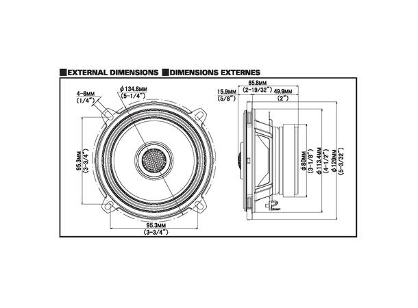 Alpine S2-S50 koaksialhøyttalere 5,25", 55W RMS, S-serie 