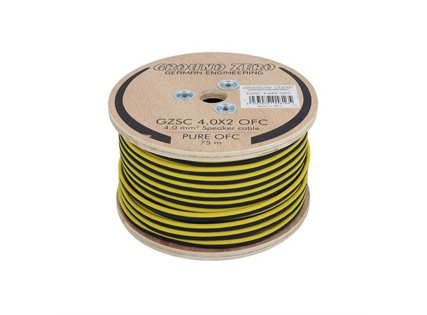 Ground Zero høyttalerkabel 4mm2 OFC-kabel, sort/gul