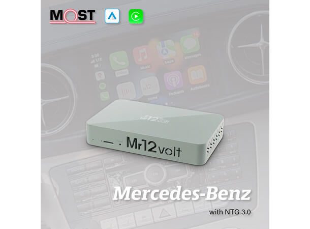 Mr12volt Trådløs CarPlay/Android Auto Mercedes med NTG 3.0, DSP, OEM Mikrofon 