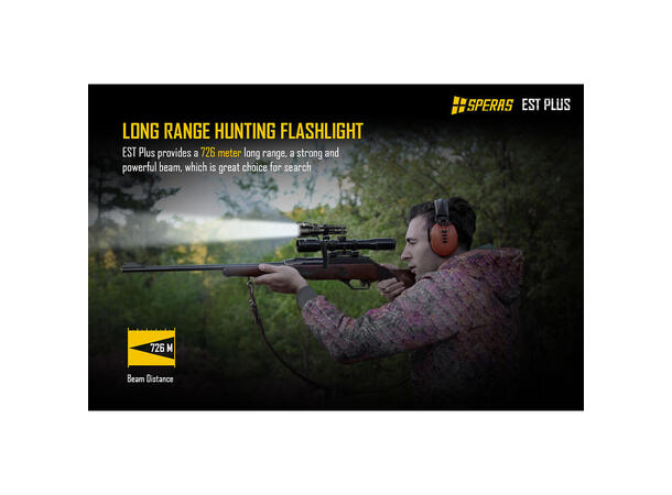 SPERAS EST PLUS Lommelykt 1600 Lumen, 726 meter kastelengde 