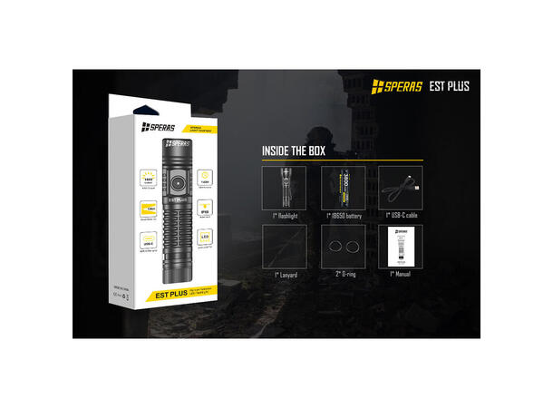 SPERAS EST PLUS Lommelykt 1600 Lumen, 726 meter kastelengde 