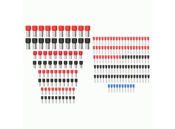 Sett med endehylser og krympestrømper 380 stk endehylser og krympestrømper 