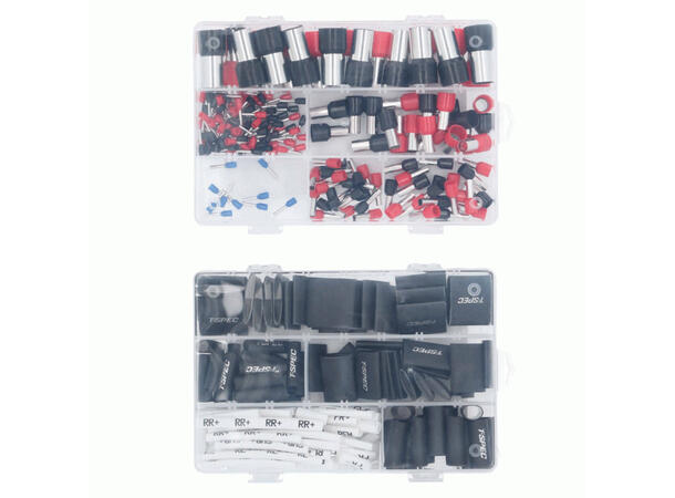 Sett med endehylser og krympestrømper 380 stk endehylser og krympestrømper 