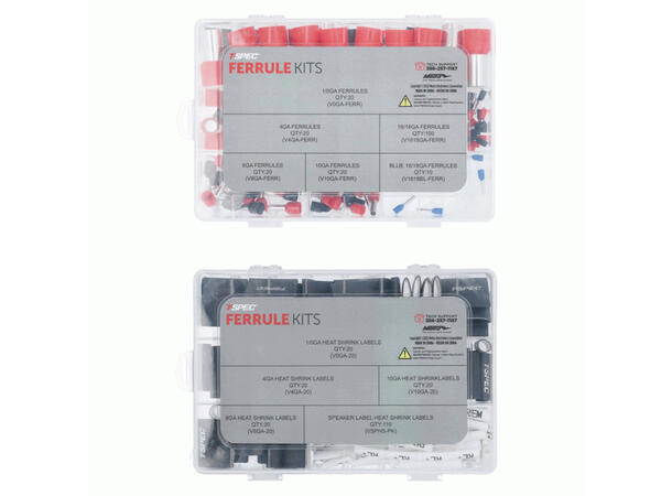 Sett med endehylser og krympestrømper 380 stk endehylser og krympestrømper 