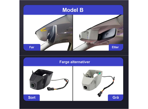 FITCAMX Integrert Plug & Play 4K Dashcam VW/Skoda (2015 ->) "Model B" Sort