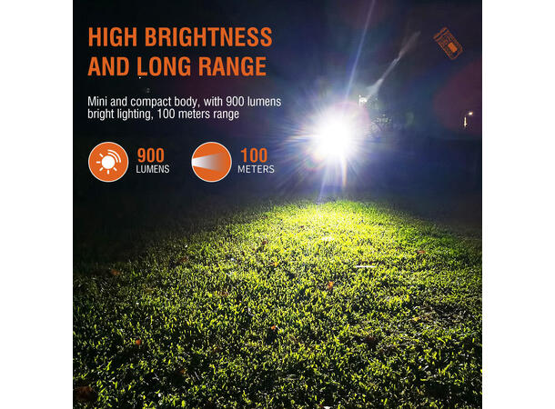 SPERAS V3 Lommelykt/varsellys 900 Lumen, 100 meter kastelengde 