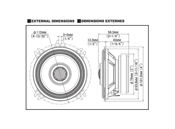 Alpine S2-S40 koaksialhøyttalere 4", 55W RMS, S-serie 