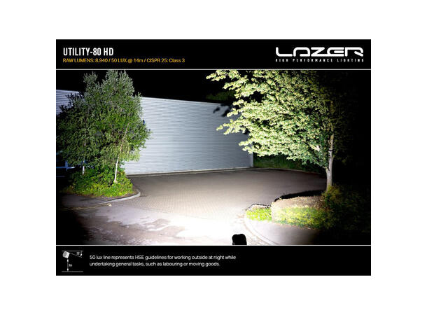 Lazer Utility 80 HD VAR LED arbeidslys 8940 lumen, CISPR25, Justerbar lysstyrke