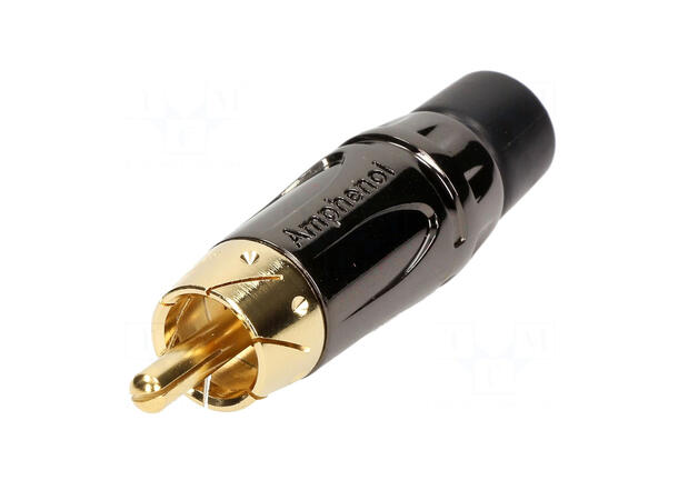 ConnectED RCA kontakt for lodding - sort RCA han, gullbelagt 