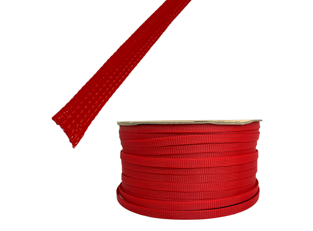 Flettet kabelstrømpe - pris per meter 10-20 mm2, Rød 