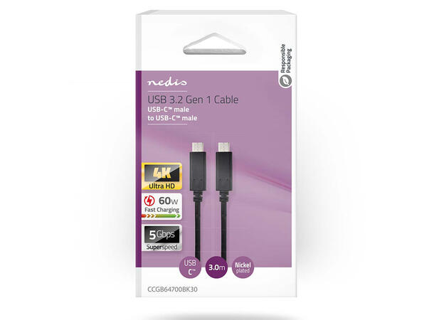 USB C - USB C kabel USB C, 3.2 Gen 1, 3 meter