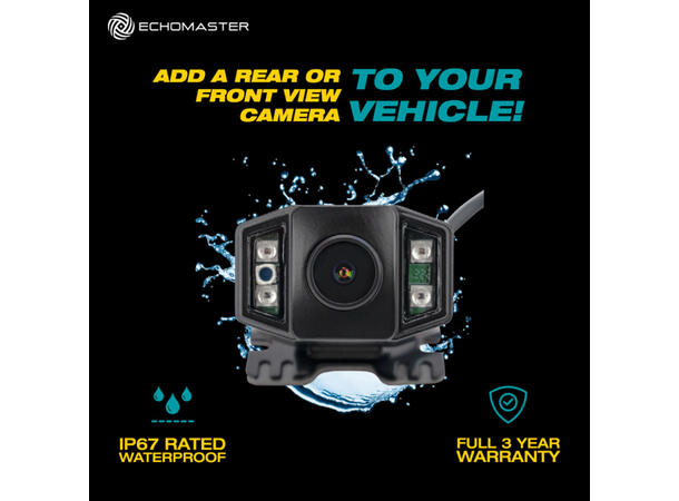 Echomaster PHDCAM10U Front/Ryggekamera Universalt. 7m kabel, Infrarød nattsyn 