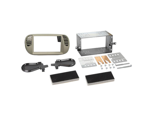 ACV 2-DIN monteringsramme - Elfenben Fiat 500 (2005-2015) m/auto AC 