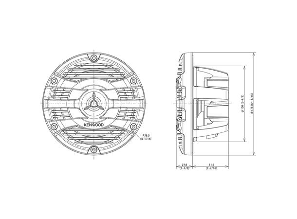 Kenwood KFC-1653MRW 6,5" marinehøytt. 50W RMS, 150W Maks, 4 Ohm 