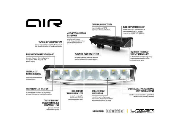 Lazer Air 130 Elite 16", LED, 12.500 Lumen, Kombo, 592 meter 