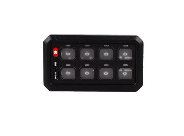 Lumen 8 bryterpanel med strømfordeling 8 knapper, 12/24V, App og styringspanel 