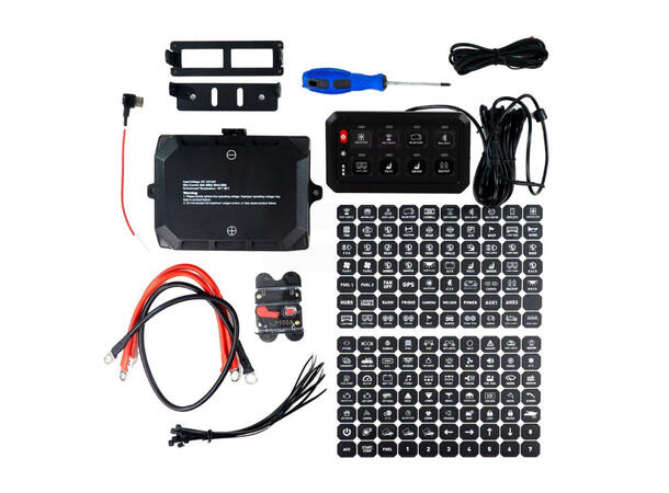 Lumen 8 bryterpanel med strømfordeling 8 knapper, 12/24V, App og styringspanel 