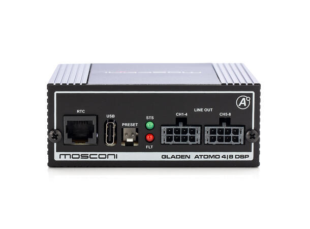 MOSCONI ATOMO 4|8 DSP 4-innganger, 8-kanals DSP, 5-32 Volt 